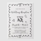 Whimsical Hand getrokken bruiloft receptie Vellum Uitnodigingen (Voorkant)