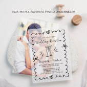 Whimsical Hand getrokken bruiloft receptie Vellum Uitnodigingen