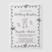Whimsical Hand getrokken bruiloft receptie Vellum Uitnodigingen (Voorkant)