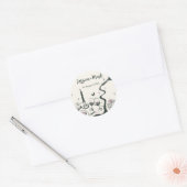 Whimsical Hand getrokken bruiloft Ronde Sticker (Envelop)