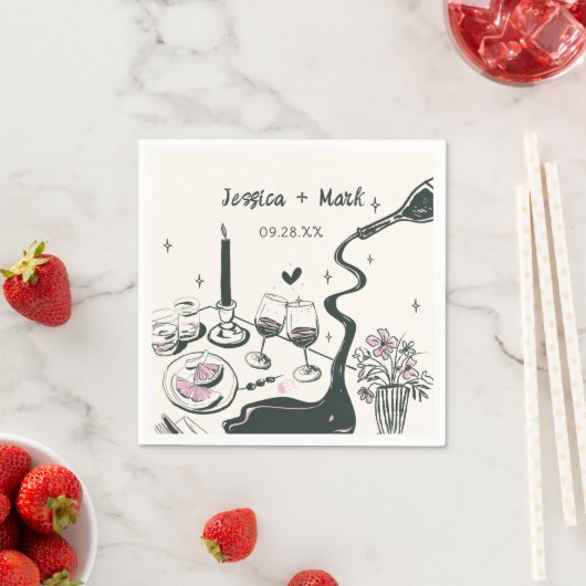 Whimsical Hand getrokken bruiloft Servet (Insitu)