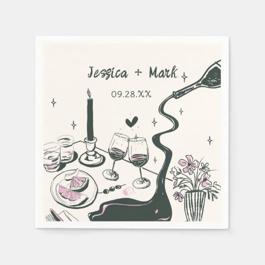 Whimsical Hand getrokken bruiloft Servet (Voorkant)