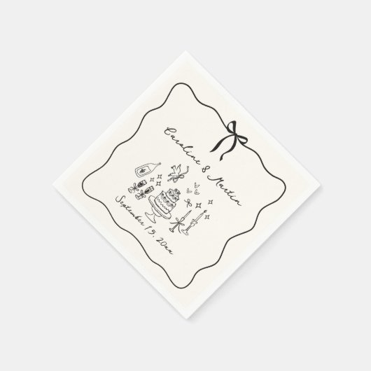 Whimsical, hand getrokken bruiloft servetten (Hoek)