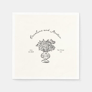 Whimsical, hand getrokken bruiloft servetten