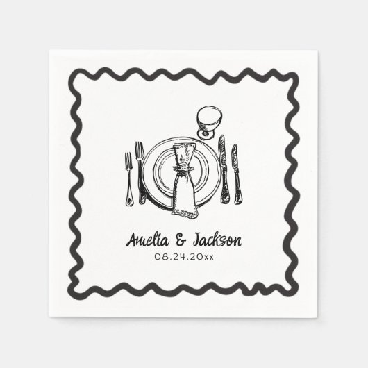 Whimsical Hand getrokken bruiloft servetten (Voorkant)