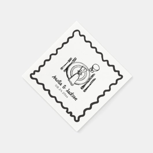 Whimsical Hand getrokken bruiloft servetten (Hoek)
