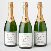 Whimsical Hand getrokken bruiloft Sparkling Wijnetiket (Flessen)