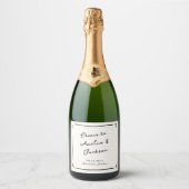 Whimsical Hand getrokken bruiloft Sparkling Wijnetiket (Voorkant)