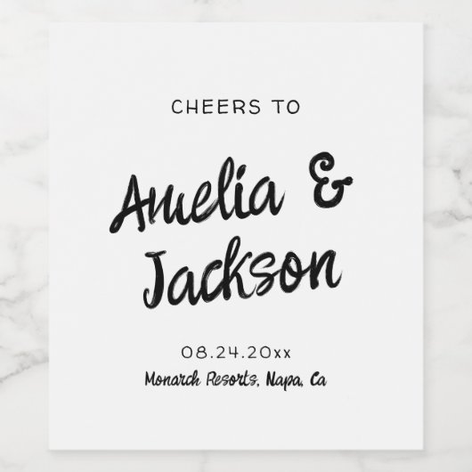 Whimsical Hand getrokken bruiloft uitnodiging Wijn Etiket (Enkel label)