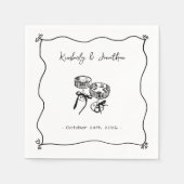 Whimsical Hand getrokken Champagne bruiloft Servet (Voorkant)