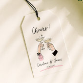 Whimsical Hand getrokken Champagne Toast bruiloft Cadeaulabel