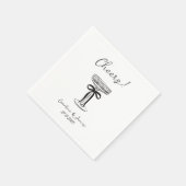 Whimsical Hand Getrokken Champagne Toast met boog Servet (Hoek)