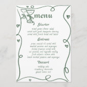 Whimsical Hand getrokken Champagne Wedding Menu (Voorkant)