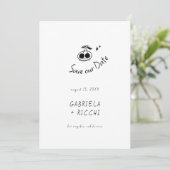 Whimsical Hand getrokken Cherry Kleding Kleur QR C Save The Date (Staand voorkant)