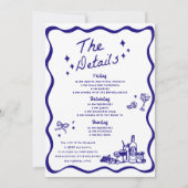 Whimsical Hand getrokken Cocktail Bachelorette Par Kaart (Achterkant)