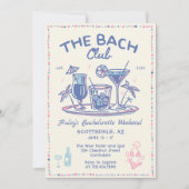 Whimsical Hand getrokken Cocktail Bachelorette Wee Kaart (Voorkant)