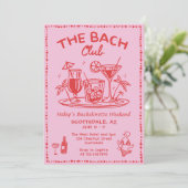 Whimsical Hand getrokken Cocktail Bachelorette Wee Kaart (Staand voorkant)