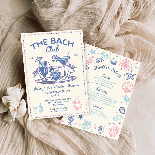 Whimsical Hand getrokken Cocktail Bachelorette Wee Kaart