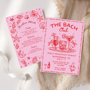 Whimsical Hand getrokken Cocktail Bachelorette Wee Kaart