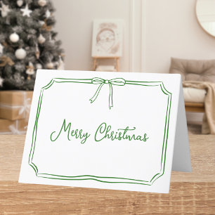 Whimsical Hand getrokken Coquette Boog Kerstmis Feestdagen Kaart