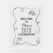 Whimsical hand getrokken crème cocktail viering acryl bord (Voorkant)