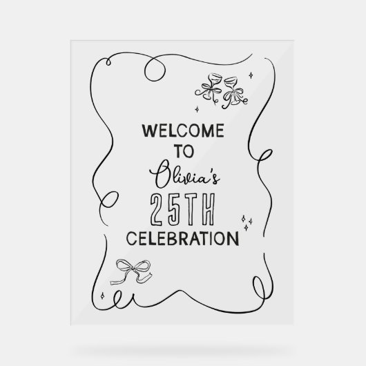 Whimsical hand getrokken crème cocktail viering acryl bord (Voorkant)