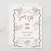 Whimsical Hand getrokken Cupido Scribble Bow Bruil Kaart (Voorkant)