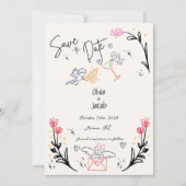 Whimsical Hand getrokken Cupido Scribble Bow Bruil Kaart (Voorkant)