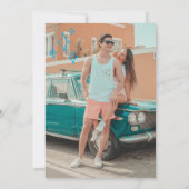 Whimsical Hand getrokken Doodle Blue bruiloft Save The Date (Achterkant)