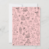 Whimsical hand getrokken doodle Christmas Party Kaart (Achterkant)