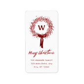 Whimsical Hand getrokken Doodle Krans Kerstmis Etiket (Voorkant)