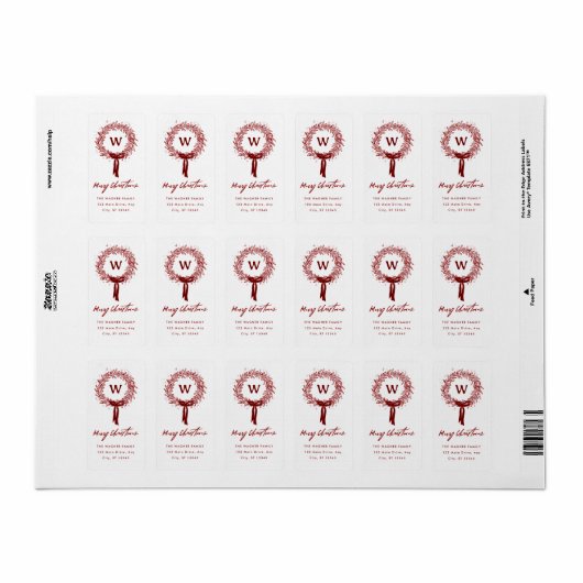 Whimsical Hand getrokken Doodle Krans Kerstmis Etiket (Full Sheet)