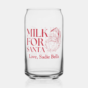 Whimsical Hand getrokken Doodle Melk voor de Kerst Blikvorm Glas
