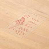 Whimsical Hand getrokken Doodles bruiloft Acryl Uitnodigingen (Laagn)