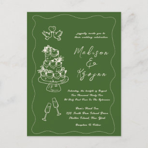 Whimsical Hand getrokken Doodles bruiloft Briefkaart