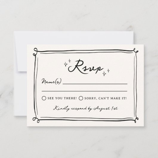 Whimsical Hand getrokken Doodles bruiloft RSVP Kaart (Voorkant)