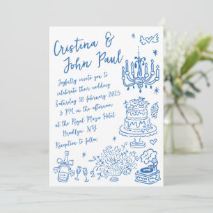 Whimsical Hand getrokken Doodles Franse stijl brui Kaart