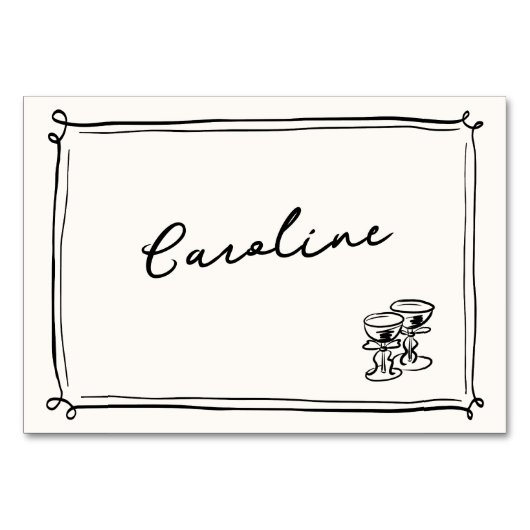 Whimsical Hand getrokken Doodles Place Card Kaart (Voorkant)
