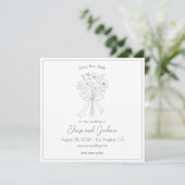 Whimsical Hand getrokken eenvoudige bloem en boog  Save The Date (Staand voorkant)
