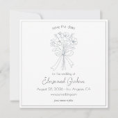 Whimsical Hand getrokken eenvoudige bloem en boog  Save The Date (Voorkant)