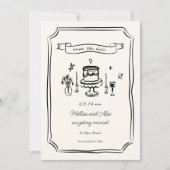 Whimsical Hand getrokken eigenzinnige bruiloft Save The Date (Voorkant)