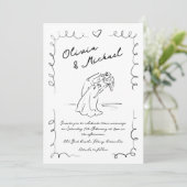 Whimsical Hand getrokken eigenzinnige bruiloft uit Kaart (Staand voorkant)