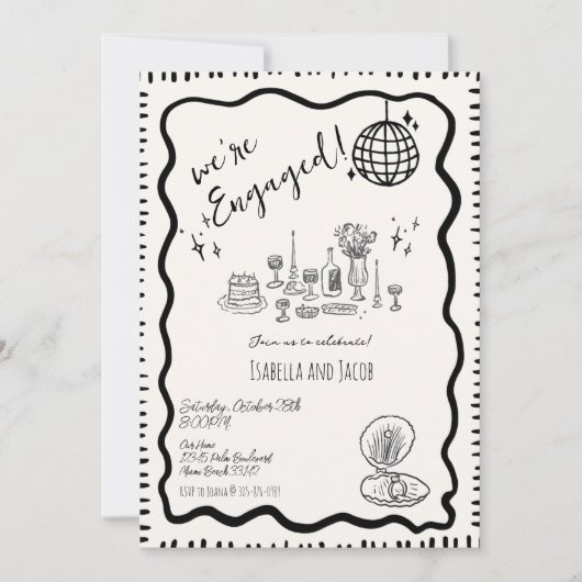 Whimsical Hand getrokken eigenzinnige golvende ver Kaart (Voorkant)