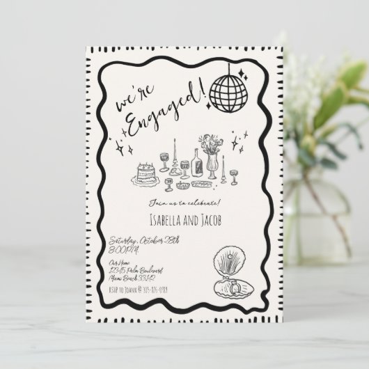 Whimsical Hand getrokken eigenzinnige golvende ver Kaart (Staand voorkant)