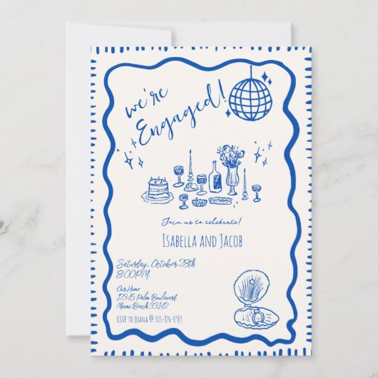 Whimsical Hand getrokken eigenzinnige golvende ver Kaart (Voorkant)