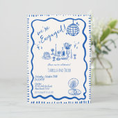 Whimsical Hand getrokken eigenzinnige golvende ver Kaart (Staand voorkant)