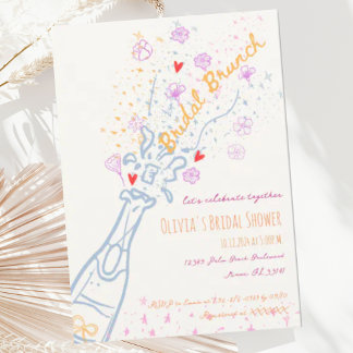 Whimsical Hand getrokken Floral Scribble Bridal Br Kaart