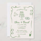 Whimsical Hand getrokken Franse groene details bru Kaart (Voorkant)