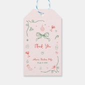 Whimsical Hand getrokken Franse Kerstmis Dank u Cadeaulabel (Achterkant)