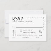 Whimsical Hand getrokken geïllustreerde bruiloft RSVP Kaartje (Voorkant)